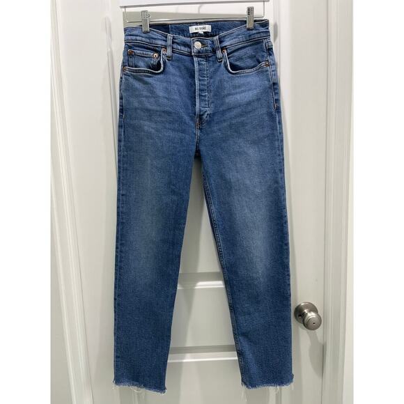 RE/DONE High-Rise Stovepipe Jeans with Raw-Edge Hem Sz 28 - Picture 2 of 11